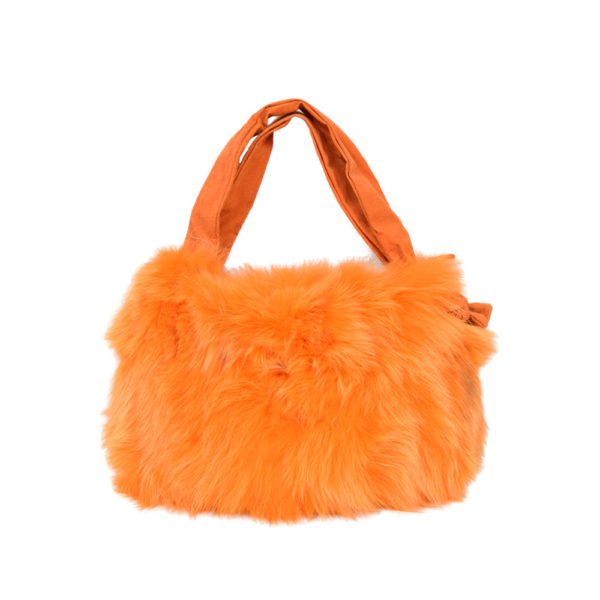 Orange Fox Fur Handbag